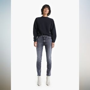 Mother High Waisted Rascal Ankle Snippet Jeans Train Stops Gray 26